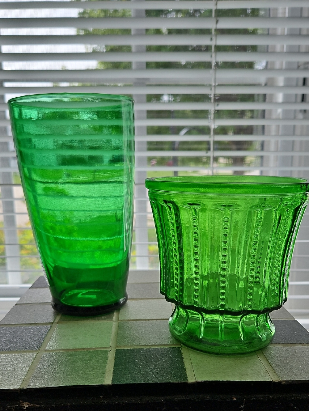 Emerald Green Vintage Glass Vases